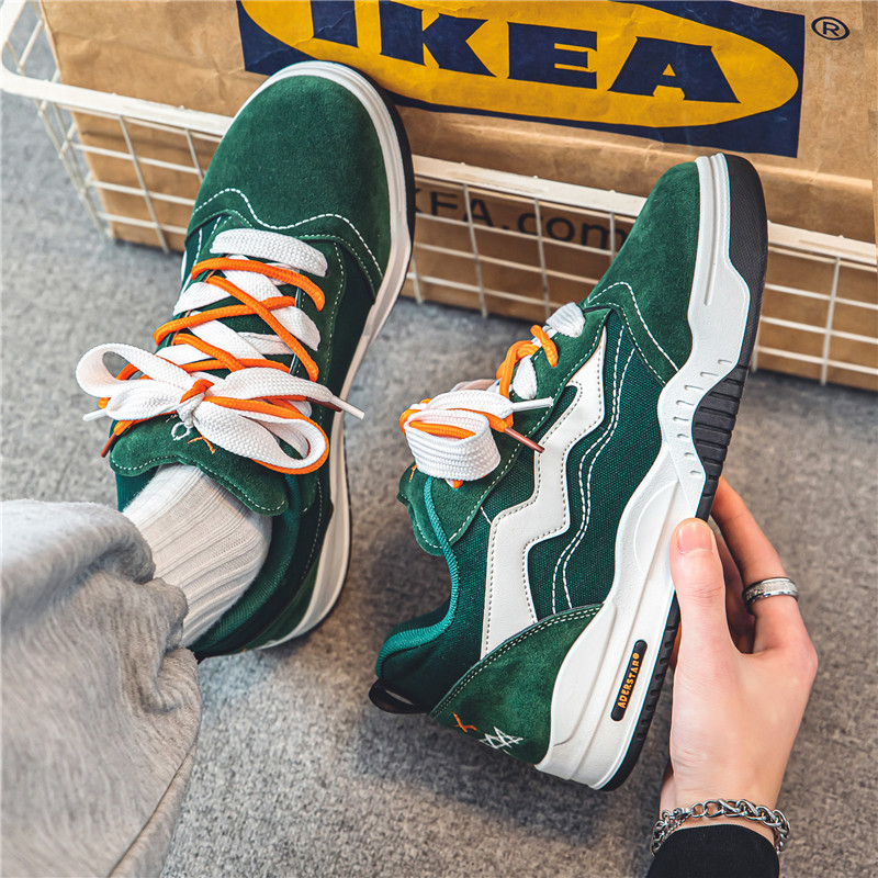 Harajuku stil Zelene muške ležerne tenisice Skateboard Dizajnerske niske cipele Platforma Muške platnene tenisice Streetwear Cipele za rolanje
