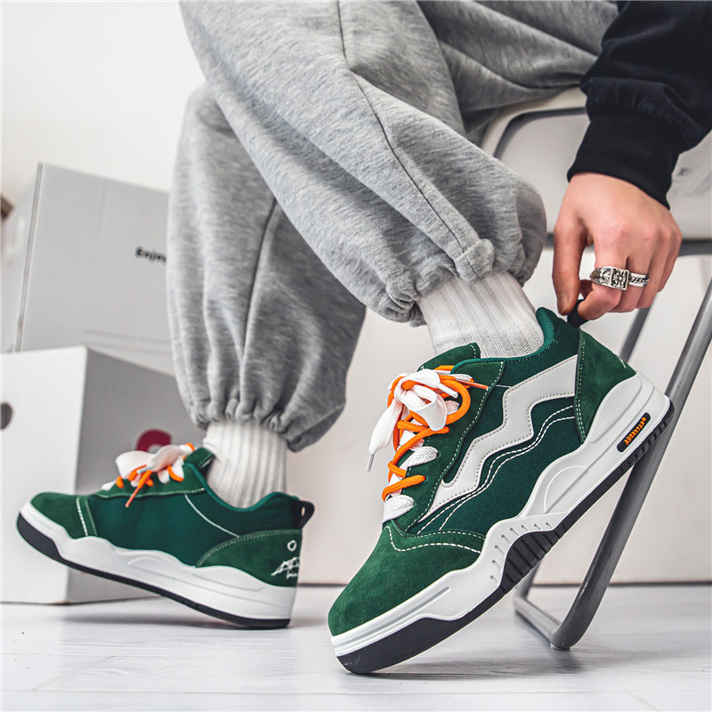 Harajuku stil Zelene muške ležerne tenisice Skateboard Dizajnerske niske cipele Platforma Muške platnene tenisice Streetwear Cipele za rolanje