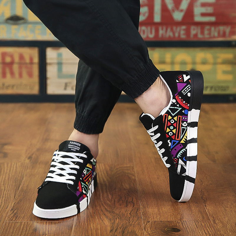 Férfi Alkalmi gördeszkás Cipők Séta Cipők Nyomtatás Divat Lapos Tenis Masculino Vulcanize Cipők Zapatos De Hombre Cipők