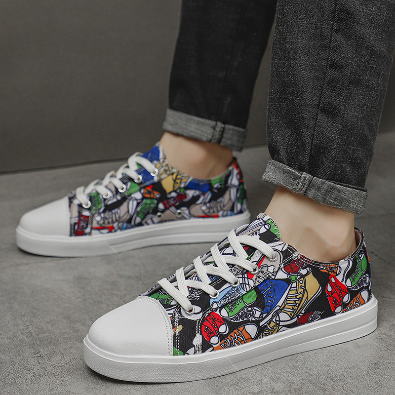Férfi Alkalmi gördeszkás Cipők Séta Cipők Nyomtatás Divat Lapos Tenis Masculino Vulcanize Cipők Zapatos De Hombre Cipők