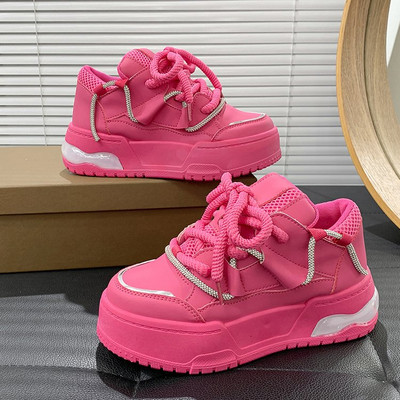 2023 új tavaszi női vaskos tornacipők Dizájner Apa Cipők Platform Ulzzang Bőr Cipők Őszi légáteresztő alkalmi sportcipők