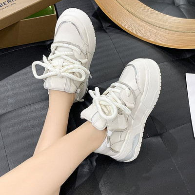 2023 új tavaszi női vaskos tornacipők Dizájner Apa Cipők Platform Ulzzang Bőr Cipők Őszi légáteresztő alkalmi sportcipők