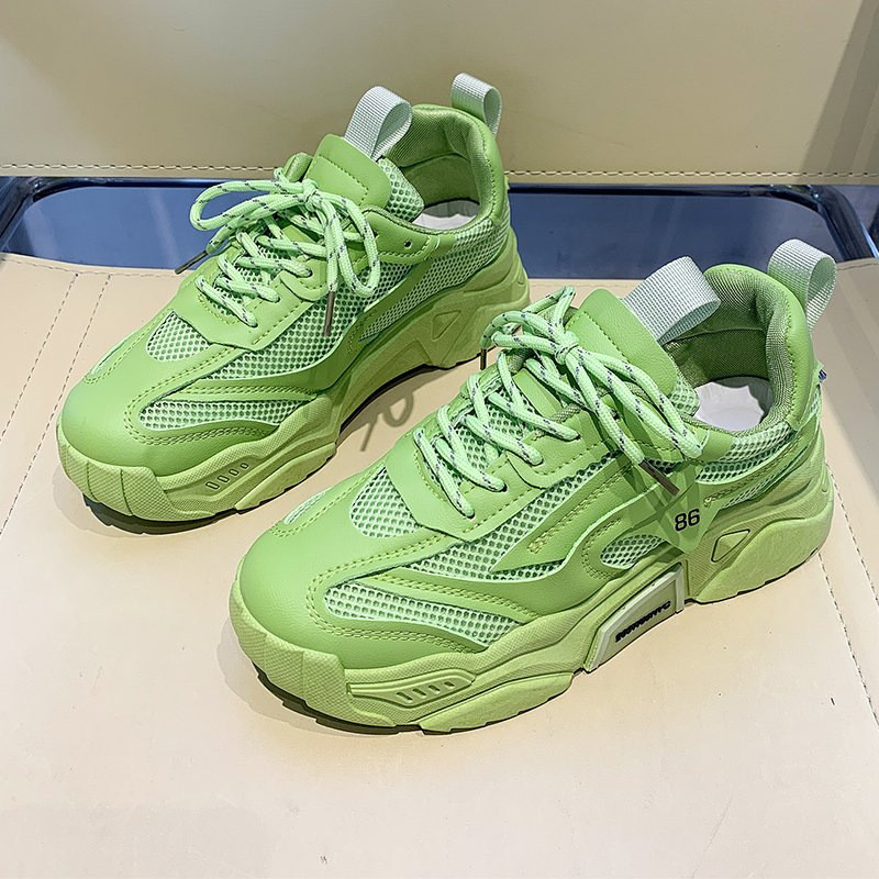 Tavaszi rózsaszín tornacipő Légáteresztő vastag talp Fűzős Sport Alkalmi Cipők Női Divatos Slip On 2023 Kültéri sétacipő