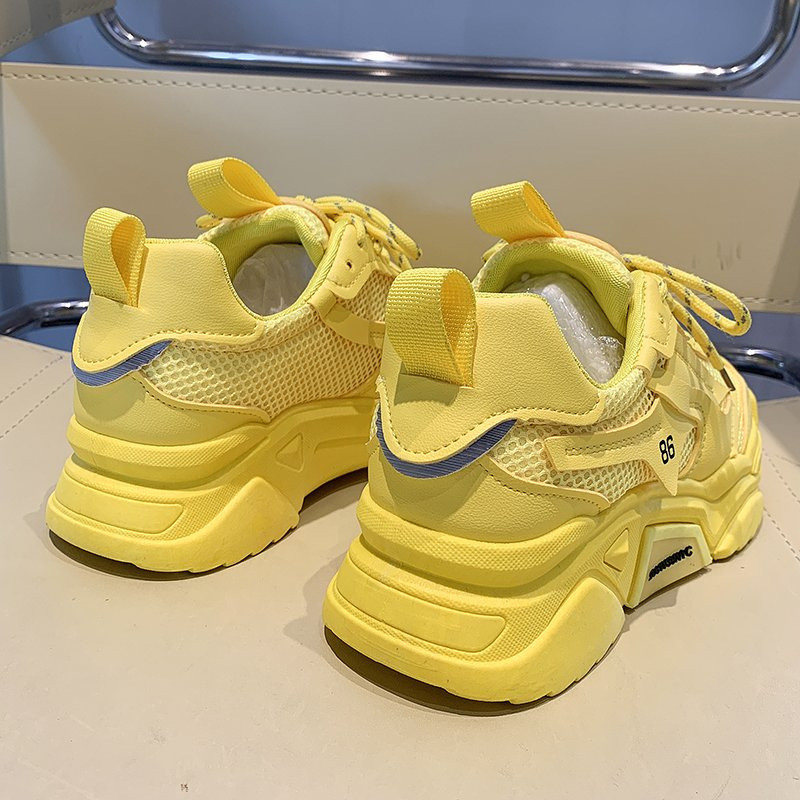 Tavaszi rózsaszín tornacipő Légáteresztő vastag talp Fűzős Sport Alkalmi Cipők Női Divatos Slip On 2023 Kültéri sétacipő