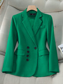 Női alkalmi blézer női narancssárga zöld fekete őszi téli női hosszú ujjú, egysoros gombos dekorációs kabát