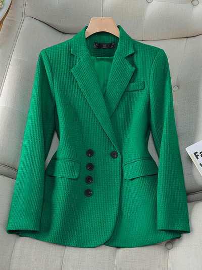 Női alkalmi blézer női narancssárga zöld fekete őszi téli női hosszú ujjú, egysoros gombos dekorációs kabát