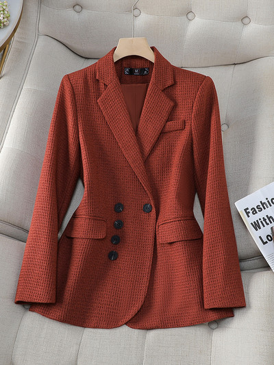 Női alkalmi blézer női narancssárga zöld fekete őszi téli női hosszú ujjú, egysoros gombos dekorációs kabát