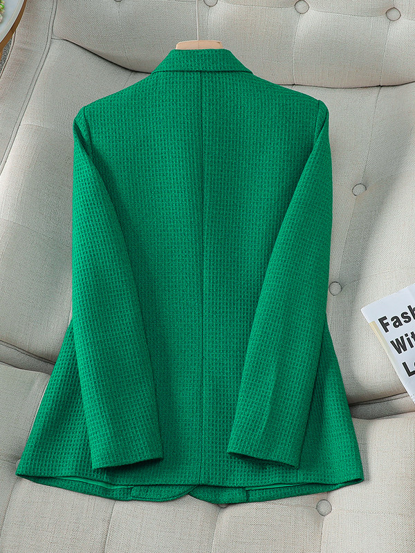 Női alkalmi blézer női narancssárga zöld fekete őszi téli női hosszú ujjú, egysoros gombos dekorációs kabát