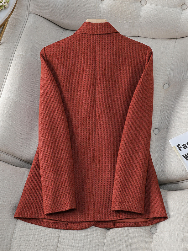 Női alkalmi blézer női narancssárga zöld fekete őszi téli női hosszú ujjú, egysoros gombos dekorációs kabát