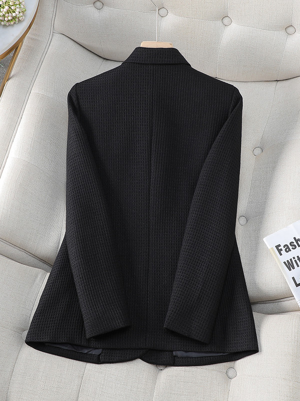 Női alkalmi blézer női narancssárga zöld fekete őszi téli női hosszú ujjú, egysoros gombos dekorációs kabát