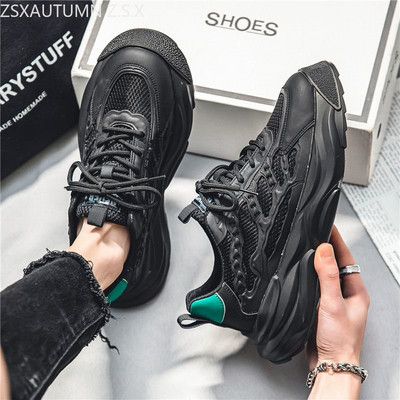 Új, 2023-as férfi tornacipők, hétköznapi futóhálós sportcipők légáteresztő retro cipők divatos könnyű, fűzős, magasságnövelő