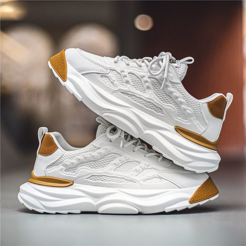 Új, 2023-as férfi tornacipők, hétköznapi futóhálós sportcipők légáteresztő retro cipők divatos könnyű, fűzős, magasságnövelő
