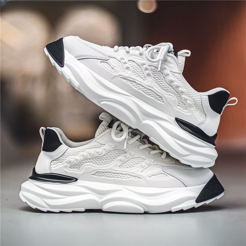 Új, 2023-as férfi tornacipők, hétköznapi futóhálós sportcipők légáteresztő retro cipők divatos könnyű, fűzős, magasságnövelő