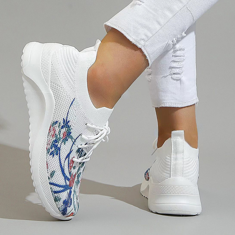 Modne prozračne tenisice s printom za žene 2023. Nove neklizajuće tenisice na vezanje Ženske sportske tenisice s platformom, velika veličina 42