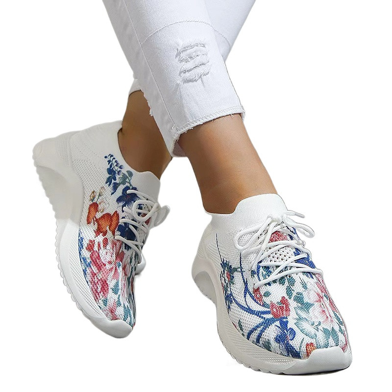 Modne prozračne tenisice s printom za žene 2023. Nove neklizajuće tenisice na vezanje Ženske sportske tenisice s platformom, velika veličina 42
