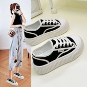 Γυναικεία Ανοιξιάτικα Παπούτσια Καμβά Commuter Χοντρή σόλα Μεγάλη κεφαλή Μικρά λευκά παπούτσια Γυναικεία φοιτητικά Casual single παπούτσια P-V24