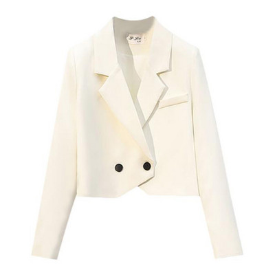 Μονόχρωμα Cropped Blazers Γυναικεία κορεατικά κοστούμι με ένα κουμπί σακάκι Γυναικείο άγριο απλό μακρύ μανίκι Γυναικεία ενδύματα γραφείου