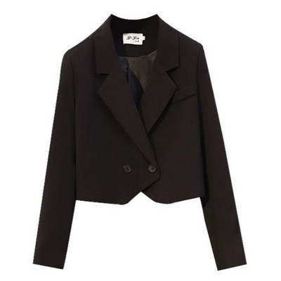 Μονόχρωμα Cropped Blazers Γυναικεία κορεατικά κοστούμι με ένα κουμπί σακάκι Γυναικείο άγριο απλό μακρύ μανίκι Γυναικεία ενδύματα γραφείου