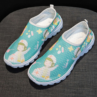 Rimocy nővércipő női nyomtatott légáteresztő tornacipő női felcsúsztatható könnyű, csúszásmentes, lapos női, puha aljú alkalmi sportcipők