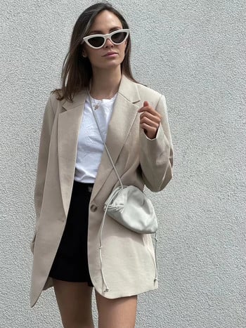 SLMD Γυναικεία μόδα Casual Chic Blazer με ένα κουμπί Γυναικεία τσέπες Blazer Παλτό Γυναικεία Κομψά ρούχα στο δρόμο