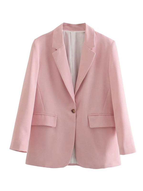 SLMD Ženska moda Ležerni šik sako s jednim gumbom Ženski sako sa urezanim džepovima Kaputi Ženska elegantna ulična odjeća