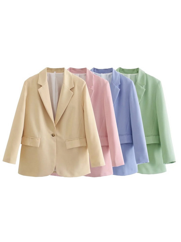 SLMD Ženska moda Ležerni šik sako s jednim gumbom Ženski sako sa urezanim džepovima Kaputi Ženska elegantna ulična odjeća