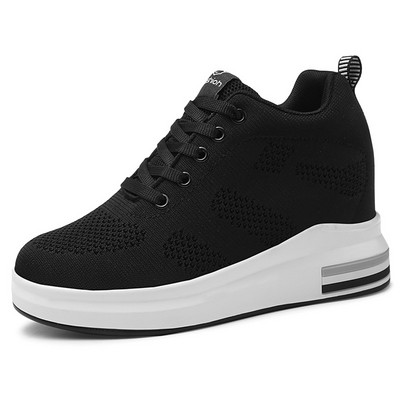 Παπούτσια πλατφόρμας 8,5 εκ. Γυναικεία αθλητικά παπούτσια με πλέγμα μονόχρωμο παχύ κάτω μέρος Daddy παπούτσια Μόδα Άνοιξη Καλοκαίρι Light Lace Up Pump παπούτσια