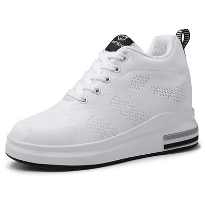 Παπούτσια πλατφόρμας 8,5 εκ. Γυναικεία αθλητικά παπούτσια με πλέγμα μονόχρωμο παχύ κάτω μέρος Daddy παπούτσια Μόδα Άνοιξη Καλοκαίρι Light Lace Up Pump παπούτσια