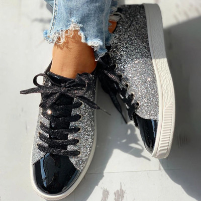 2023 Sneakers Bling Luxury Shoe Glitter Casual Γυναικεία αναπνεύσιμα κορδόνια Up Outdoor Sport Γυναικεία παπούτσια Vulcanize Zapatos De Mujer