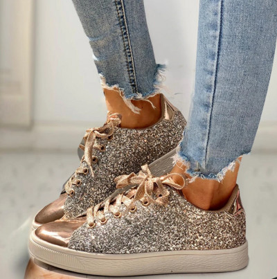 2023 Sneakers Bling Luxury Shoe Glitter Casual Γυναικεία αναπνεύσιμα κορδόνια Up Outdoor Sport Γυναικεία παπούτσια Vulcanize Zapatos De Mujer