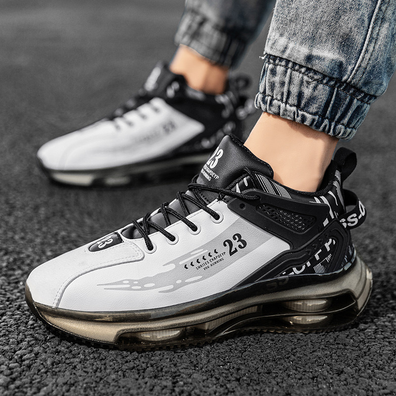 Férfi Cipők Futócsizmák Divat Szabadtéri Kocogás Sportcipők Hálós Légáteresztő Párnázás Fekete Kosár Lábbeli Férfi Nagy méret