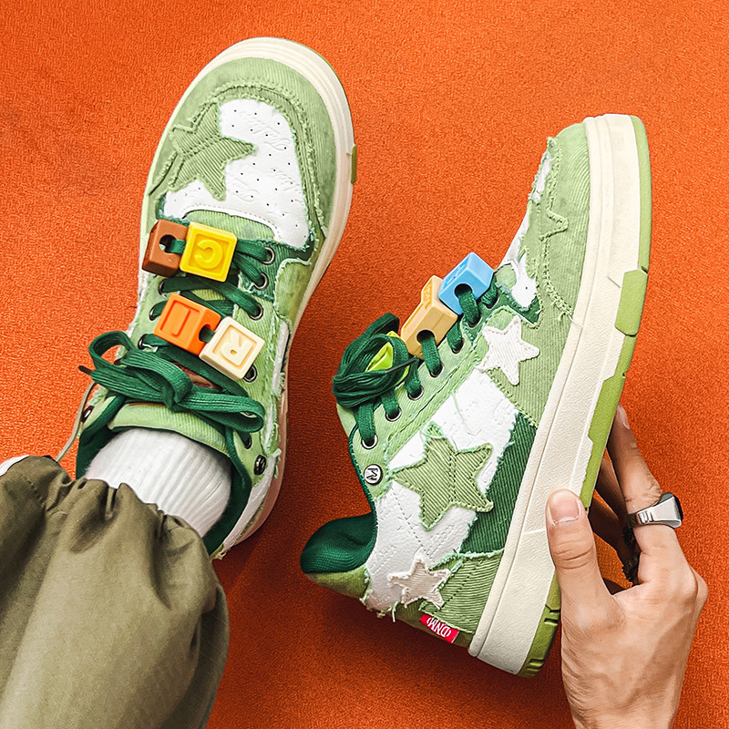 Harajuku Style muške tenisice za skateboard Green Star vulkanizirane sportske cipele Muške prozračne dizajnerske tenisice Muške cipele za skateboard