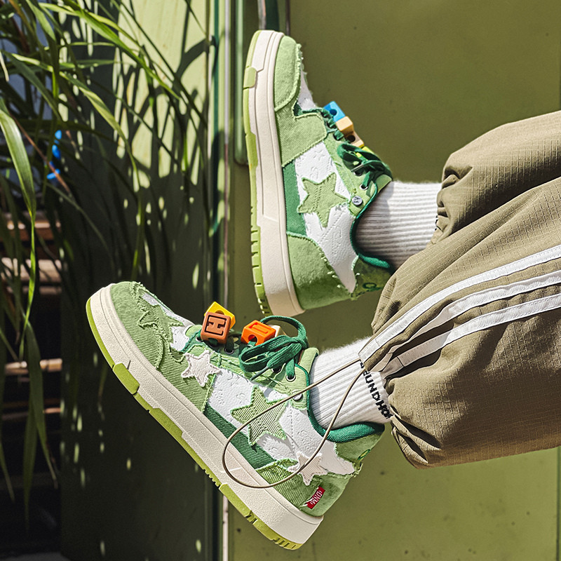 Harajuku Style muške tenisice za skateboard Green Star vulkanizirane sportske cipele Muške prozračne dizajnerske tenisice Muške cipele za skateboard