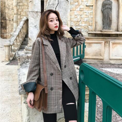 Sakoi Ženski karirani Jednostavni labavi Elegantni ženski kaput Raznolika radna odjeća Harajuku korejski stil Ženska moda šik Dnevna 2022.