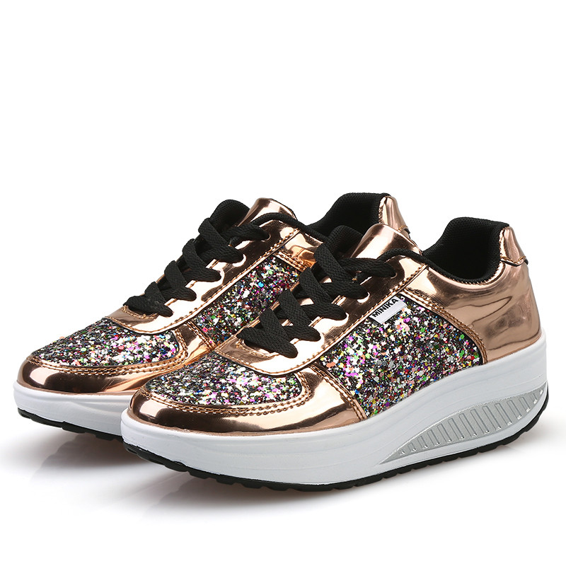 Γυναικεία παπούτσια casual glitter με δίχτυ ίσια παπούτσια Γυναικείες παγιέτες βουλκανιζέ παπούτσια με κορδόνια Αθλητικά παπούτσια για τρέξιμο εξωτερικού χώρου 2022
