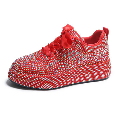 Γυναικεία αθλητικά παπούτσια σχεδιαστών 2023 Νέα γυαλιστερά στρας Γυναικεία παπούτσια Vulcanize Plus Size 43 Fashion Platform Casual Παπούτσια Γυναικεία