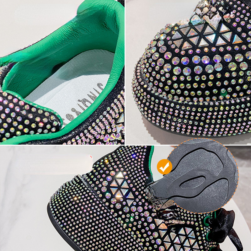 Γυναικεία αθλητικά παπούτσια σχεδιαστών 2023 Νέα γυαλιστερά στρας Γυναικεία παπούτσια Vulcanize Plus Size 43 Fashion Platform Casual Παπούτσια Γυναικεία