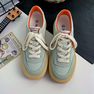 Casual αθλητικά παπούτσια Γυναικεία σουέτ δερμάτινα συνονθύλευμα μικτά χρώματα με κορδόνια με στρογγυλά παπούτσια Γυναικεία φλατ Χειροποίητα