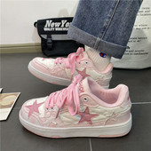 Νέα Y2K Trendy 2023 Star Sneakers Γυναικεία ροζ ίσια παπούτσια για κορίτσια Yk2 Fashion Designer Αθλητικά πάνινα παπούτσια Γυναικεία Hip Hop Grunge παπούτσια