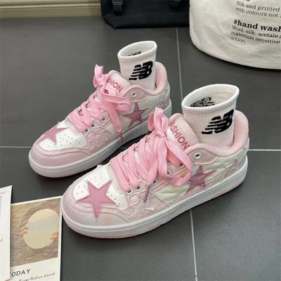 Νέα Y2K Trendy 2023 Star Sneakers Γυναικεία ροζ ίσια παπούτσια για κορίτσια Yk2 Fashion Designer Αθλητικά πάνινα παπούτσια Γυναικεία Hip Hop Grunge παπούτσια