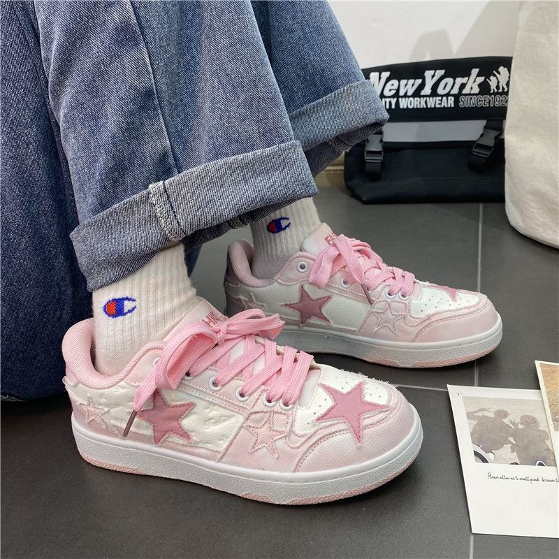 Νέα Y2K Trendy 2023 Star Sneakers Γυναικεία ροζ ίσια παπούτσια για κορίτσια Yk2 Fashion Designer Αθλητικά πάνινα παπούτσια Γυναικεία Hip Hop Grunge παπούτσια