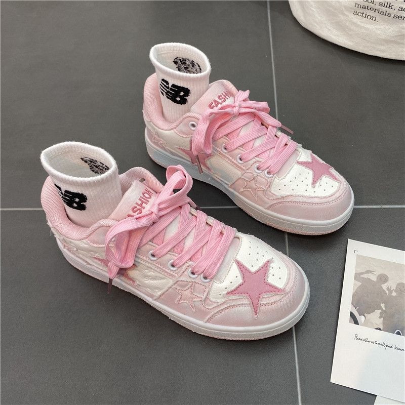 Νέα Y2K Trendy 2023 Star Sneakers Γυναικεία ροζ ίσια παπούτσια για κορίτσια Yk2 Fashion Designer Αθλητικά πάνινα παπούτσια Γυναικεία Hip Hop Grunge παπούτσια