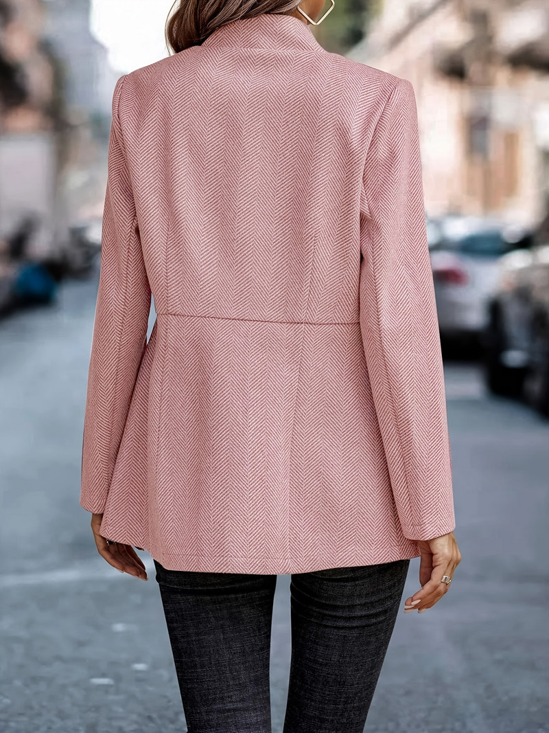 Γυναικείο ριγέ ανοιχτό μπροστινό σακάκι κομψό πέτο με μακρυμάνικο γραφείο Lady