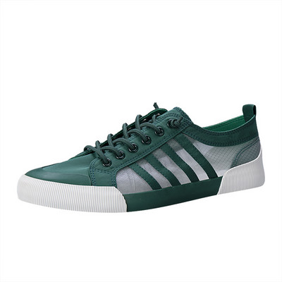 Klasszikus zöld nyári férfi vászoncipők légáteresztő lapos cipők alkalmi férfi fűzős átlátszó gördeszka cipők Espadrillák férfiaknak