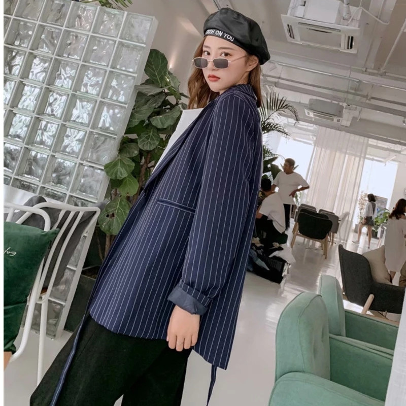 Ženska nova modna slatka jakna dugih rukava, uredski kaput, asimetrično odijelo, gornja odjeća sako s prugastim šavovima