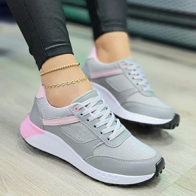 2023 új női tornacipők hálós, légáteresztő ékek sportcipők divatos vegyes színek, fűzős, alkalmi női vulkanizált cipők Zapatillas