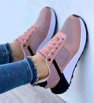 2023 új női tornacipők hálós, légáteresztő ékek sportcipők divatos vegyes színek, fűzős, alkalmi női vulkanizált cipők Zapatillas