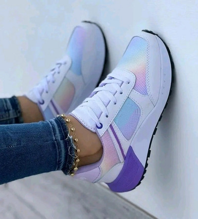 2023 új női tornacipők hálós, légáteresztő ékek sportcipők divatos vegyes színek, fűzős, alkalmi női vulkanizált cipők Zapatillas