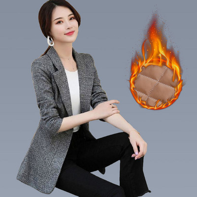 Bella Philosophy Φθινοπωρινό Χειμώνα Vintage καρό γυναικείο κοστούμι Μάλλινο τζάκετ Γυναικείο Slim Casual Μάλλινο Blazer Μονό παλτό