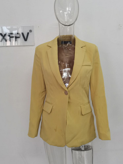 XFPV Γυναικείο λεπτό μονό στήθος με μονό κουμπί με μακρυμάνικο ιδιοσυγκρασία παλτό σακάκι μόδας Νέα παλίρροια Φθινόπωρο 2023 SM8235